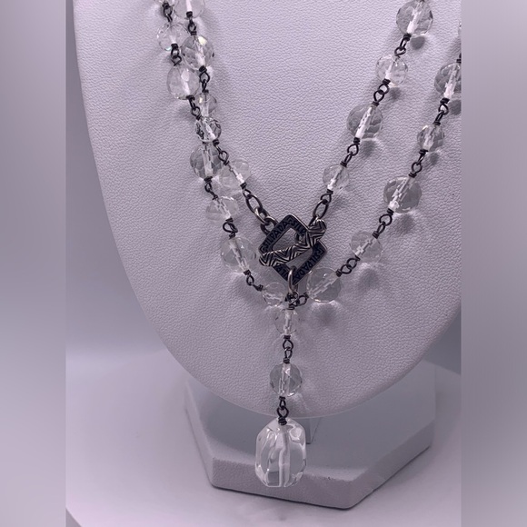 Silpada Vintage Sterling & Quartz Lariat Front Toggle Closure Necklace - Picture 7 of 16